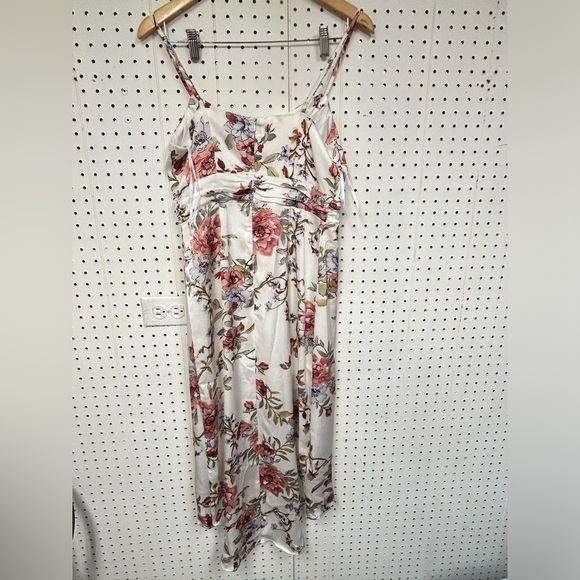 Lulu's White and Pink Floral Midi Dress - Picture 4 of 7